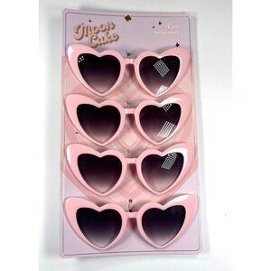 Moon Cake 4 Count Heart-Shaped Pink Sunglasses